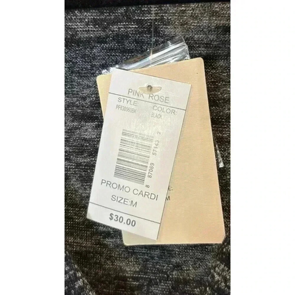 NWT Pink Rose Womens Gray V Neck Long Sleeve Button Front Cardigan Sweater M - Picture 7 of 10